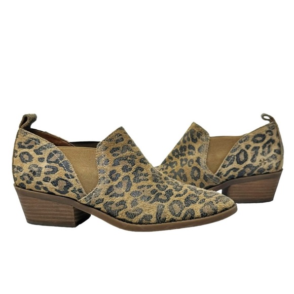 Lucky Brand Fallo Leather Leopard Print Boho
Western Rodeo Ankle Booties Size 8 - Picture 1 of 11